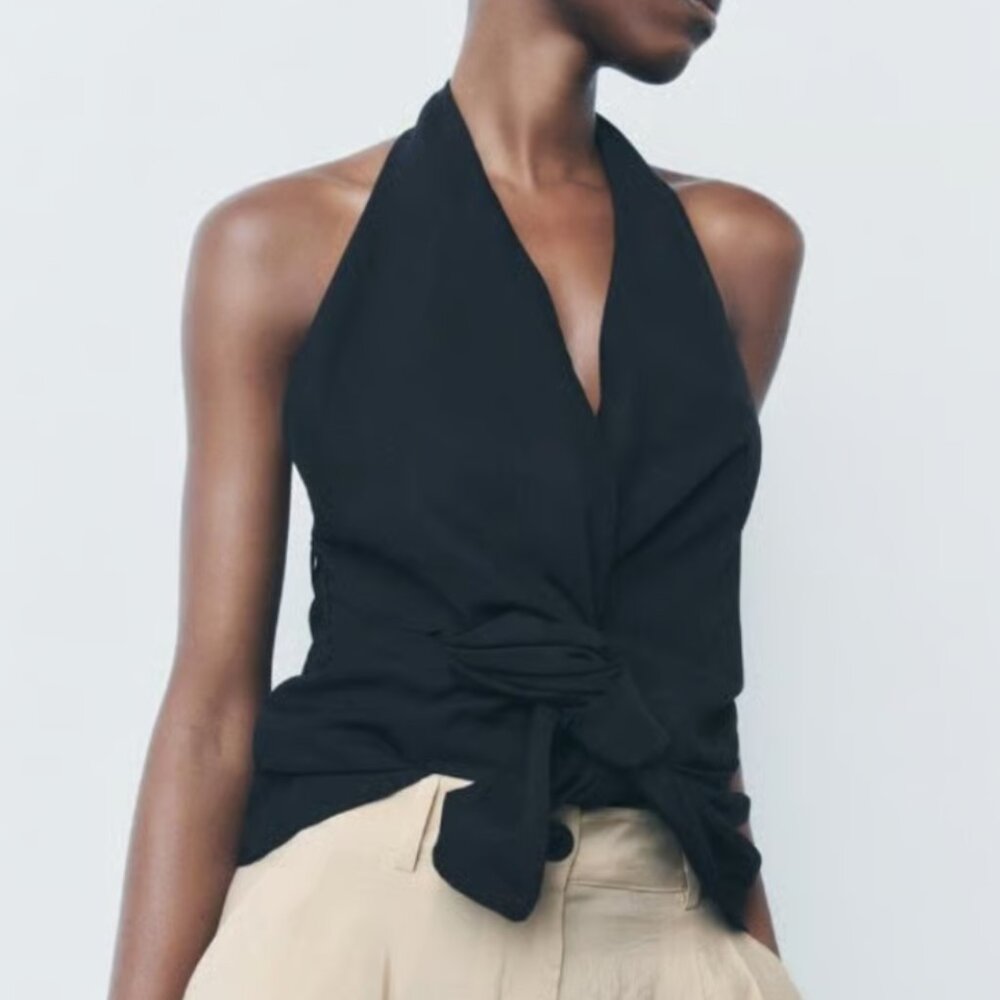 ZARA ZW Collection Halter Crossover Top - Size Small